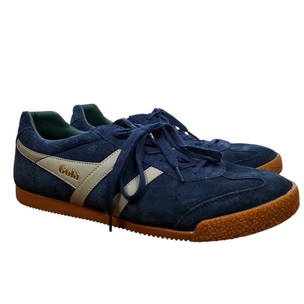 Gola Harrier Suede Sneakers Navy Blue White Gum Sole Men’s Size 13 Casual Shoes